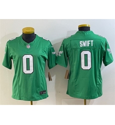 Women Philadelphia Eagles 0 D u2019andre Swift Green 2023 F U S E  Stitched Football Jersey  Run Small