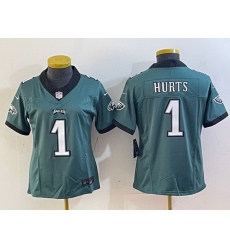 Women Philadelphia Eagles 1 Jalen Hurts Green 2023 F U S E  Vapor Untouchable Limited Stitched Football Jersey 