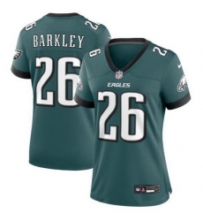 Women Philadelphia Eagles 26 Saquon Barkley Green Stitched Football Jersey