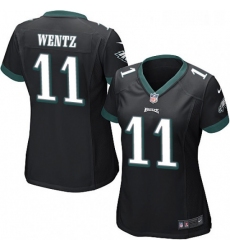 Womens Nike Philadelphia Eagles 11 Carson Wentz Game Black Alternate NFL Jersey