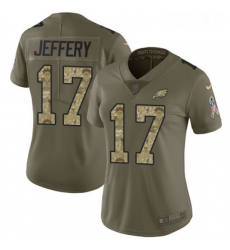 Womens Nike Philadelphia Eagles 17 Alshon Jeffery Limited OliveCamo 2017 Salute to Service NFL Jersey