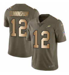 Youth Nike Philadelphia Eagles 12 Randall Cunningham Limited OliveGold 2017 Salute to Service NFL Jersey