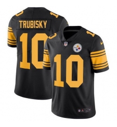 Men Pittsburgh Steelers 10 Mitchell Trubisky Black Color Rush Limited Stitched jersey