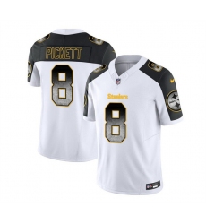 Men Pittsburgh Steelers 8 Kenny Pickett White Black 2023 F U S E  Smoke Vapor Untouchable Limited Stitched Jersey