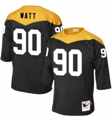 Mens Mitchell and Ness Pittsburgh Steelers 90 T J Watt Elite Black 1967 Home Throwback NFL Jersey