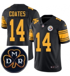 Men's Nike Pittsburgh Steelers #14 Sammie Coates Elite Black Rush NFL MDR Dan Rooney Patch Jersey