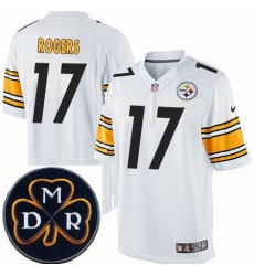 Men's Nike Pittsburgh Steelers #17 Eli Rogers Elite White NFL MDR Dan Rooney Patch Jersey