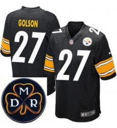 Men's Nike Pittsburgh Steelers #27 Senquez Golson Elite Black NFL MDR Dan Rooney Patch Jersey