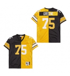 Men's Pittsburgh Steelers Joe Greene #75 Gold Black Split Stitched NFL Football Jersey