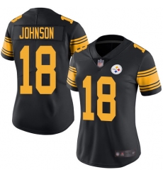 Steelers 18 Diontae Johnson Black Women Stitched Football Limited Rush Jersey