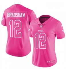 Womens Nike Pittsburgh Steelers 12 Terry Bradshaw Limited Pink Rush Fashion NFL Jersey