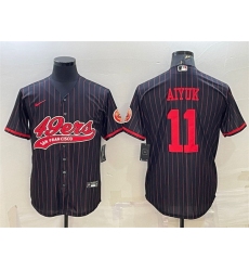 Men San Francisco 49ers 11 Brandon Aiyuk Black With Patch Cool Base Stitched Baseball Jersey