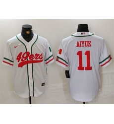 Men San Francisco 49ers 11 Brandon Aiyuk White With Patch Cool Base Stitched Baseball Jersey