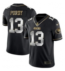 Men San Francisco 49ers 13 Brock Purdy Black Gold Stitched Jersey