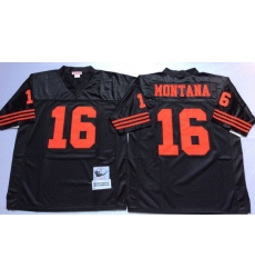 Men San Francisco 49ers 16 Joe Montana Black M&N Throwback Jersey