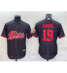 Men San Francisco 49ers 19 Deebo Samuel Black With Patch Cool Base Stitched Baseball Jersey