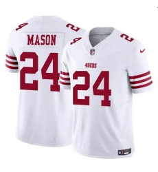 Men San Francisco 49ers 24 Jordan Mason White 2023 F U S E  Stitched Football Jersey