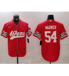 Men San Francisco 49ers 54 Fred Warner Red With Patch Cool Base Stitched Baseball Jersey