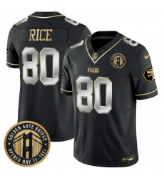 Men San Francisco 49ers 80 Jerry Rice Black F U S E  Golden Gate Bridge Patch Vapor Limited Stitched Football Jersey