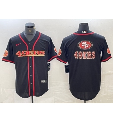 Men San Francisco 49ers Black Team Big Logo With Patch Cool Base Stitched Baseball Jersey