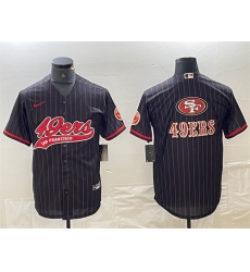 Men San Francisco 49ers Black Team Big Logo With Patch Cool Base Stitched Baseball Jerseys 1