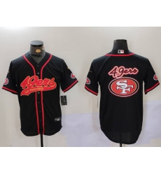 Men San Francisco 49ers Team Big Logo Black With Patch Cool Base Stitched Baseball Jersey 3