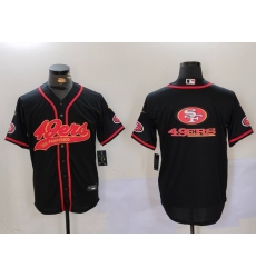 Men San Francisco 49ers Team Big Logo Black With Patch Cool Base Stitched Baseball Jersey 7