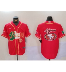 Men San Francisco 49ers Team Big Logo Red With Patch Cool Base Stitched Baseball Jersey 3