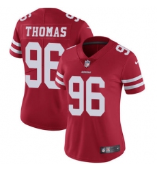 Nike 49ers #96 Solomon Thomas Red Team Color Womens Stitched NFL Vapor Untouchable Limited Jersey