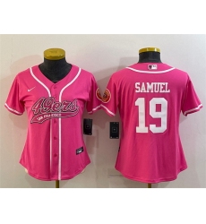 Women San Francisco 49ers 19 Deebo Samuel Pink With Patch Cool Base Stitched Baseball Jersey