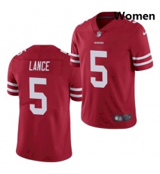 Women San Francisco 49ers #5 Trey Lance Jersey Scarlet 2021 Limited Football