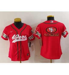 Women San Francisco 49ers Team Big Logo Red Mexico With Patch Cool Base Stitched Baseball Jersey 1