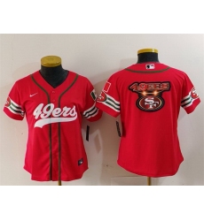 Women San Francisco 49ers Team Big Logo Red Mexico With Patch Cool Base Stitched Baseball Jersey 3