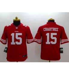 Youth Nike San Francisco 49ers #15 Michael Crabtree Red Team Color Stitched NFL Limited Jersey