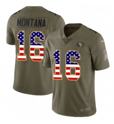 Youth Nike San Francisco 49ers 16 Joe Montana Limited OliveUSA Flag 2017 Salute to Service NFL Jersey