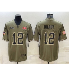 Men Tampa Bay Buccaneers 12 Tom Brady Olive 2022 Salute To Service Limited Stitched Jersey