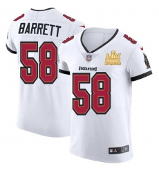 Men Tampa Bay Buccaneers 58 Shaquil Barrett Men Super Bowl LV Champions Patch Nike White Vapor Elite Jersey