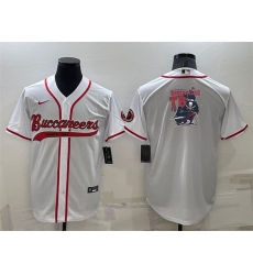 Men Tampa Bay Buccaneers White Team Big Logo With Patch Cool Base Stitched Baseball Jersey