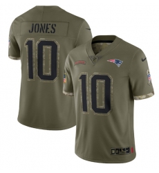 Men New England Patriots 10 Mac Jones Olive 2022 Salute To Service Limited Stitched Jersey