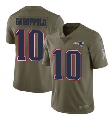 Nike Patriots #10 Jimmy Garoppolo Olive Mens Stitched NFL Limited 2017 Salute To Service Jersey