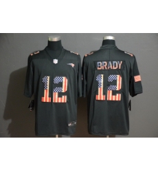 Patriots 12 Tom Brady 2019 Black Salute To Service USA Flag Fashion Limited Jersey