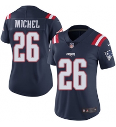 Nike Patriots #26 Sony Michel Navy Blue Womens Stitched NFL Limited Rush Jersey