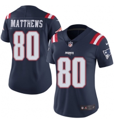 Nike Patriots #80 Jordan Matthews Navy Blue Womens Stitched NFL Limited Rush Jersey