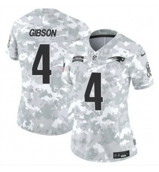 Women New England Patriots 4 Antonio Gibson 2024 F U S E Arctic Camo Salute To Service Limited Stitched Jersey