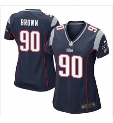 Women New Patriots #90 Malcom Brown Navy Blue Team Color Stitched NFL Elite Jersey