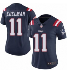 Women Nike Patriots 11 Julian Edelman Navy Color Rush Limited Jersey