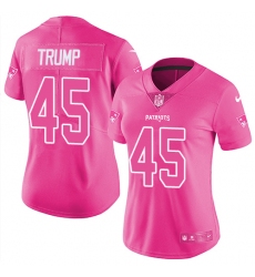 Womens Nike Patriots #45 Donald Trump Pink  Stitched NFL Limited Rush Fashion Jersey