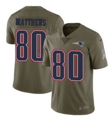 Nike Patriots #80 Jordan Matthews Olive Youth Stitched NFL Limited 2017 Salute to Service Jersey