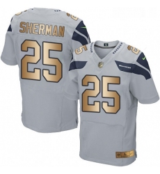 Mens Nike Seattle Seahawks 25 Richard Sherman Elite GreyGold Alternate NFL Jersey