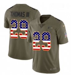 Mens Nike Seattle Seahawks 29 Earl Thomas III Limited OliveUSA Flag 2017 Salute to Service NFL Jersey